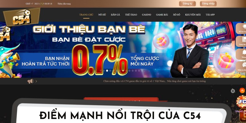 Hàng loạt ưu điểm nổi bật tại nhà cái cá cược C54