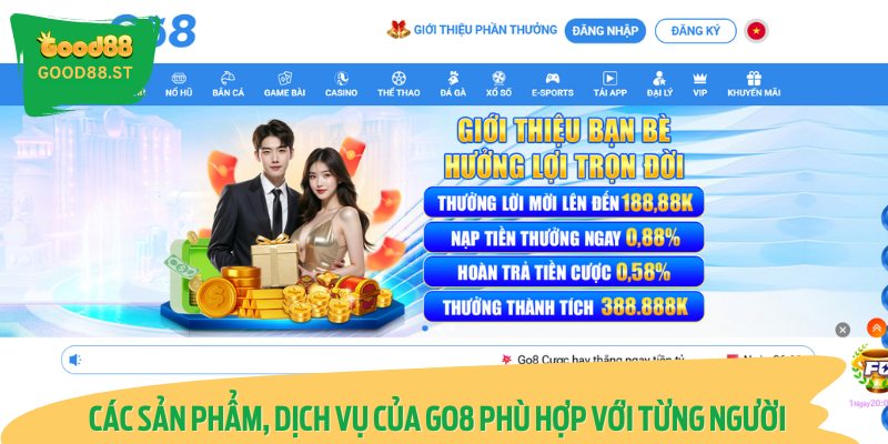 Các sản phẩm, dịch vụ của Go8 phù hợp với từng người chơi